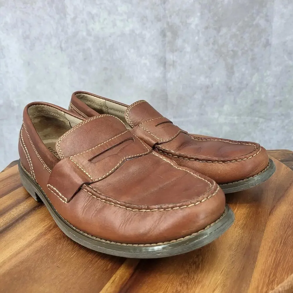 Sperry Top Sider Penny Loafers‎ Mens 9.5 M Brown Leather Slip On Shoes